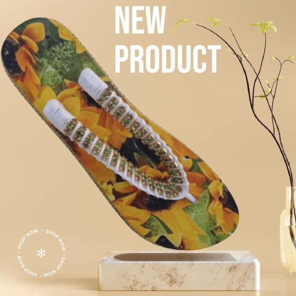 Women's Luxury Flip Flops Yellow Flowes crystals and rhinestones, all occasions. - Picture 4 of 17